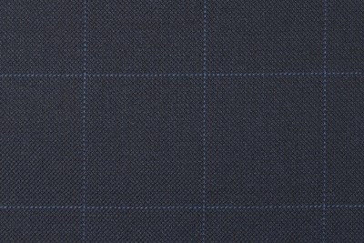 Classic Clean Cut Twill in Navy with Light Blue Windowpane