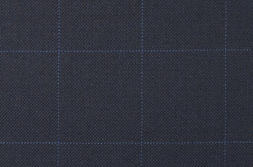 Classic Clean Cut Twill in Navy with Light Blue Windowpane